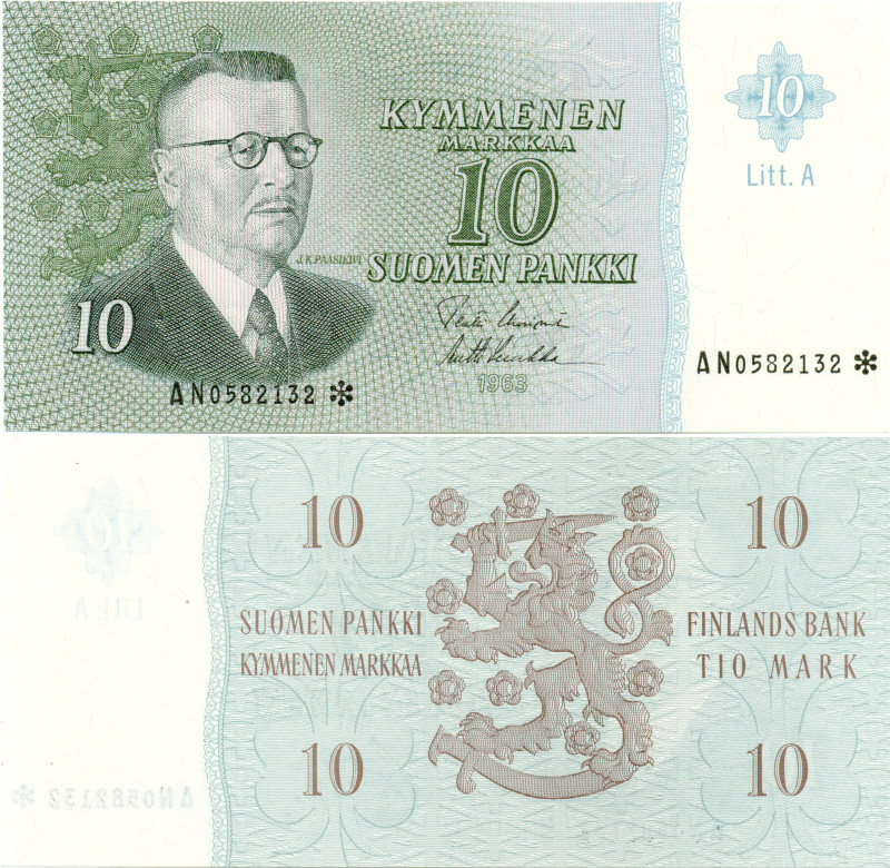 10 Markkaa 1963 Litt.A AN0582132* kl.8